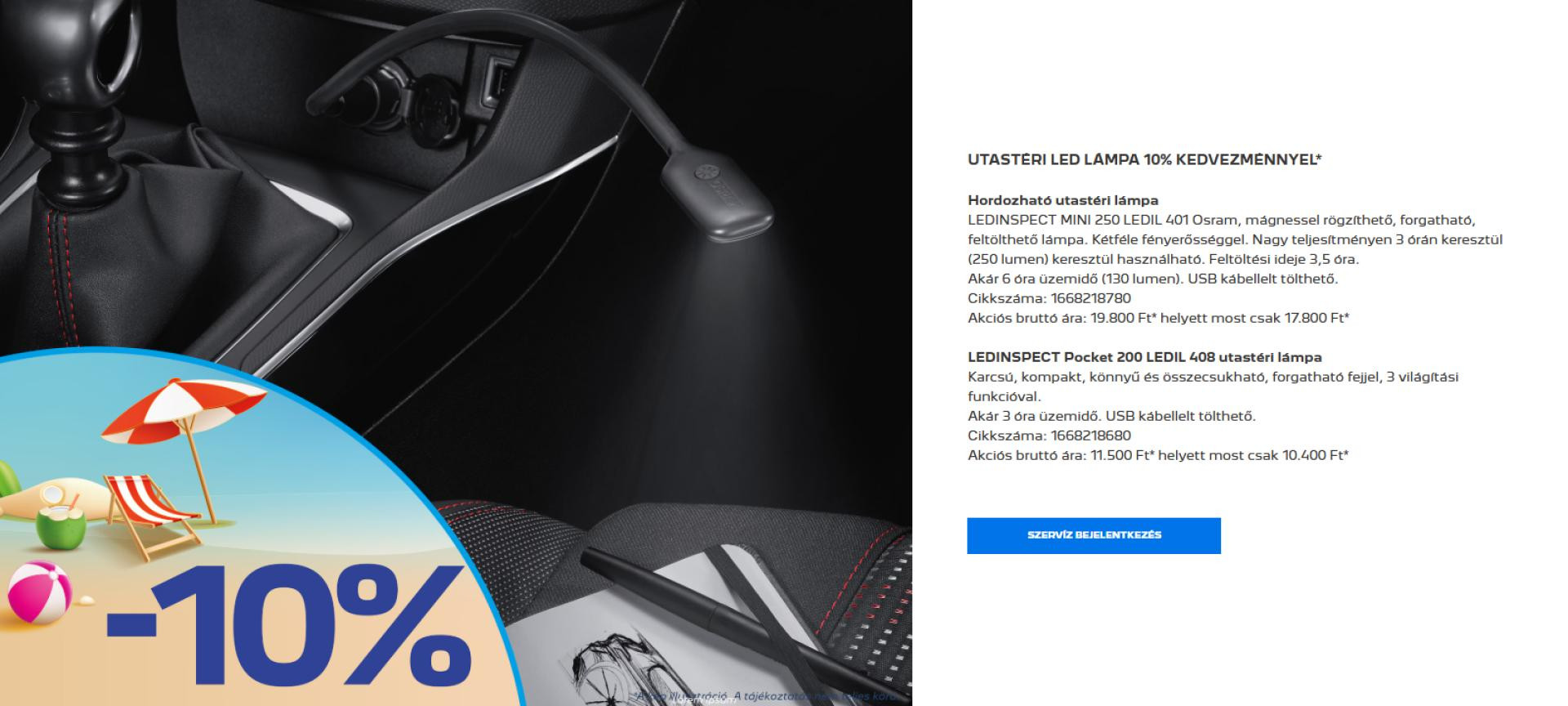 Utastéri LED lámpa 10 százalék kedvezménnyel